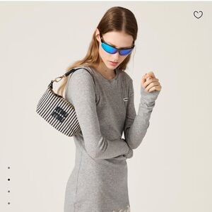 Miu Miu Black and White Striped Shoulder Bag